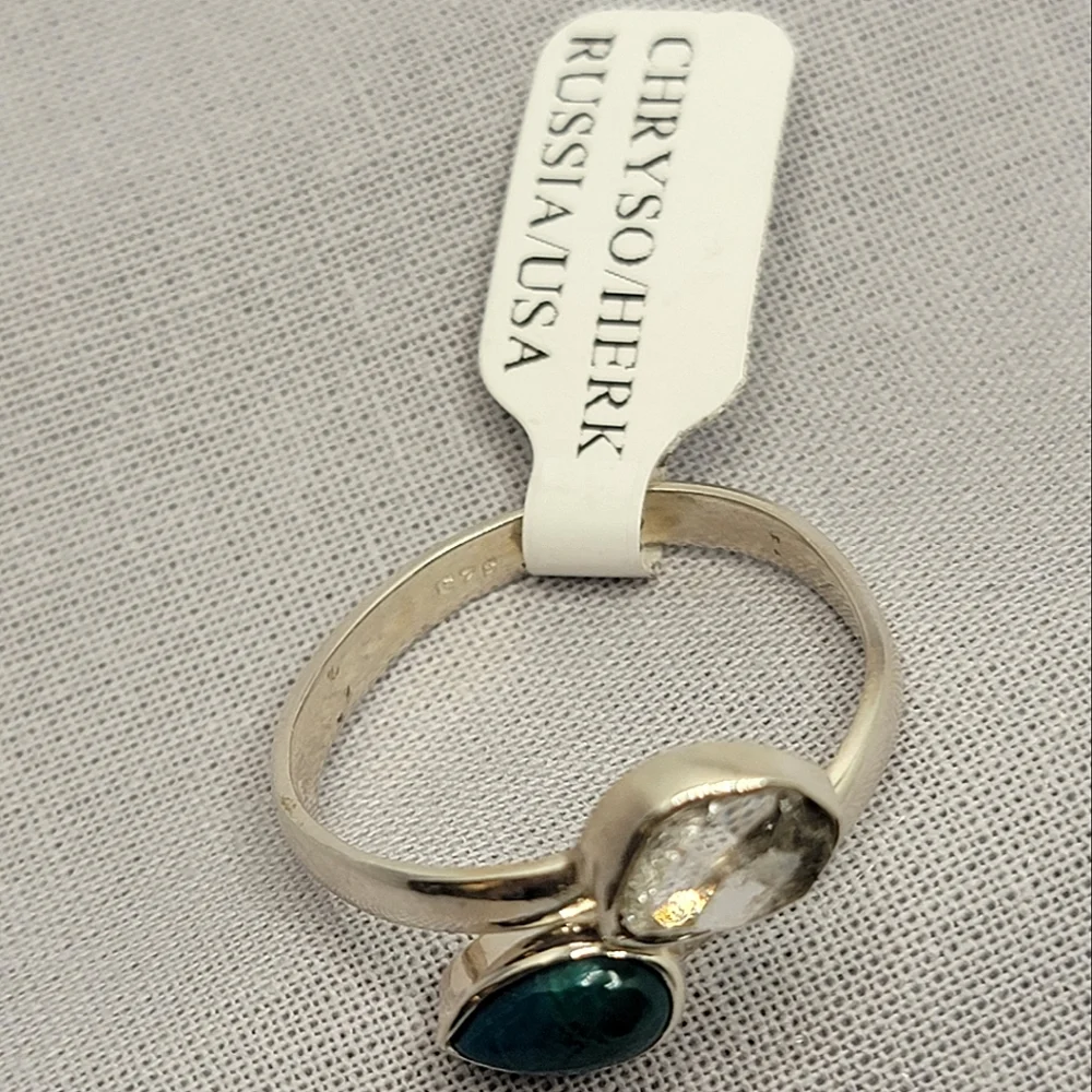 Herkimer Diamond Chrysocolla Sterling Silver Ring Signed Nugent Jewelry …